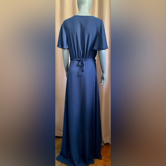 Show Me Your MuMu Blue Pleated A-Line Wrap Maxi Large Dress Special Occasion EUC - Picture 2 of 9